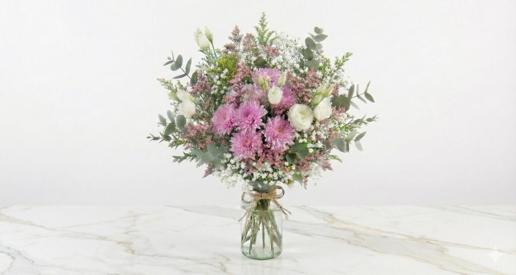 זר ורוד נגיעות לבן ססגוני