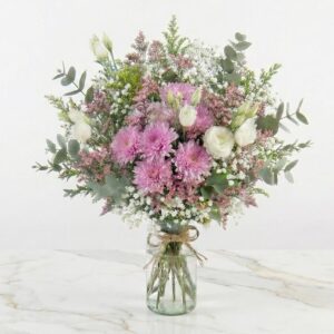 זר ורוד נגיעות לבן ססגוני