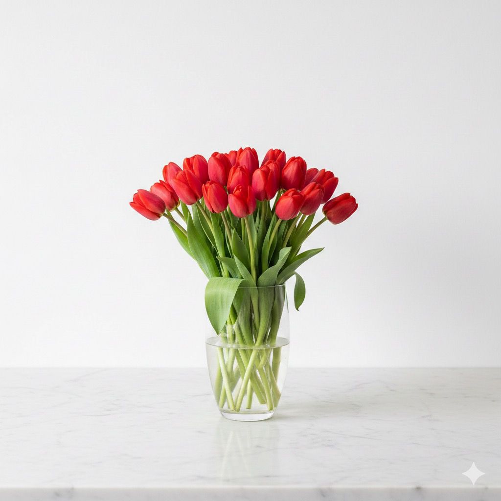 זר רומנטי טוליפים אדומים