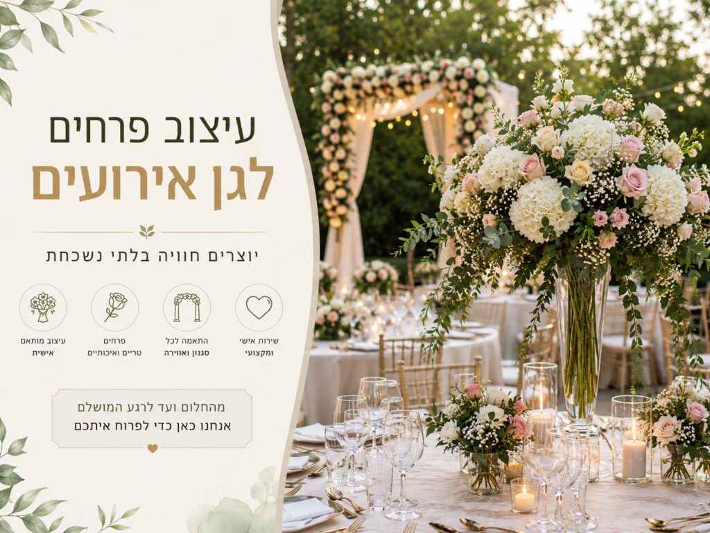איך מתאימים עיצוב פרחים לגן אירועים גדול וייחודי